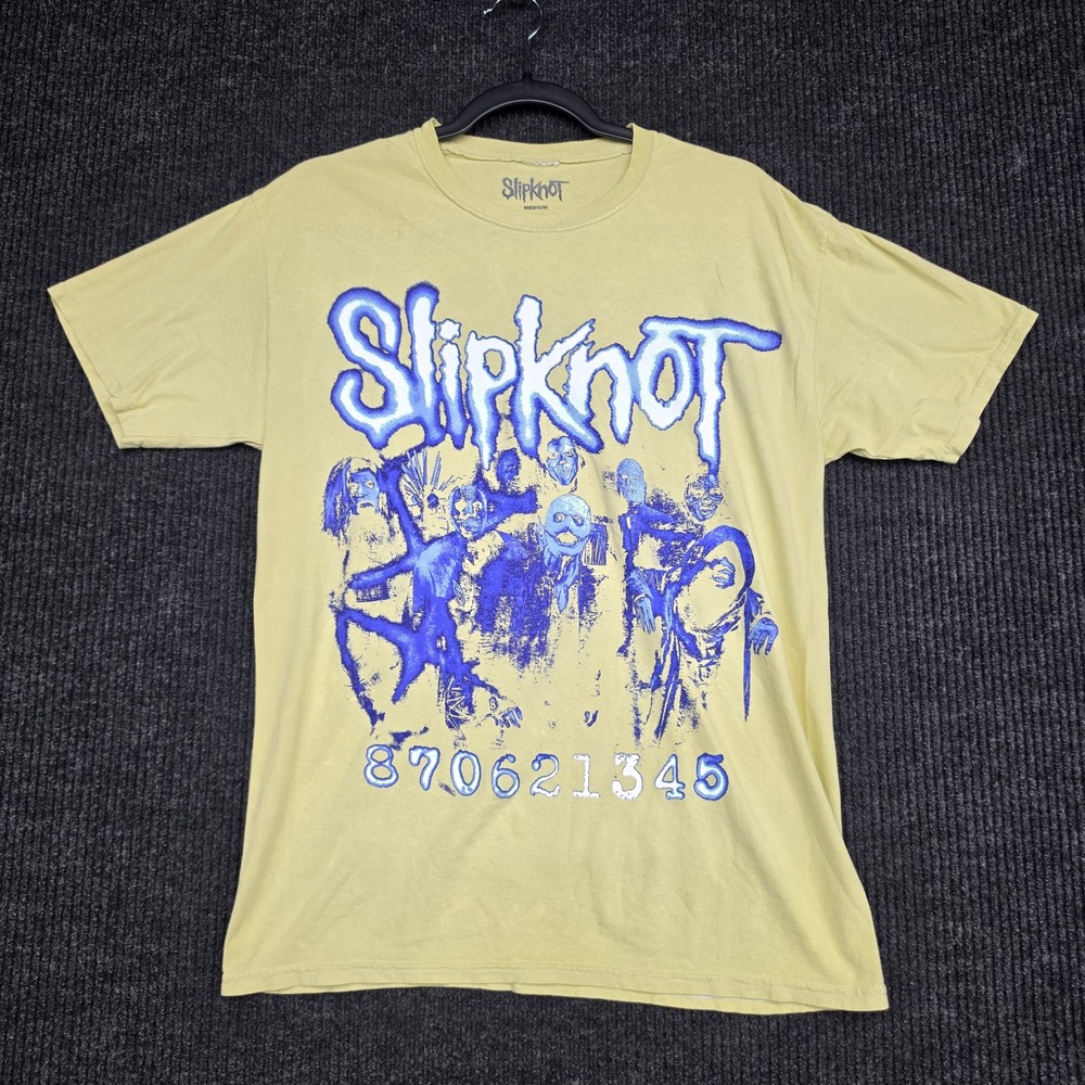 Slipknot Band Graphic T-Shirt Yellow Blue Barcode 870621345 Mens Medium